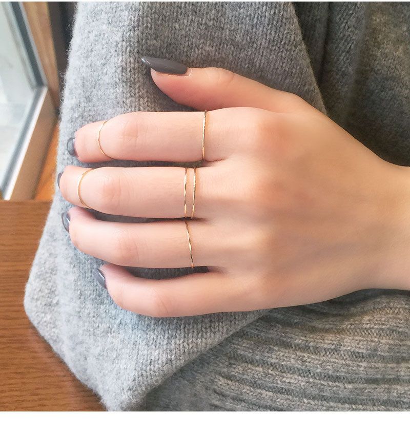 10kホワイトゴールド 平らな指輪 ハーフ エタニティ 指輪 細身 指輪 