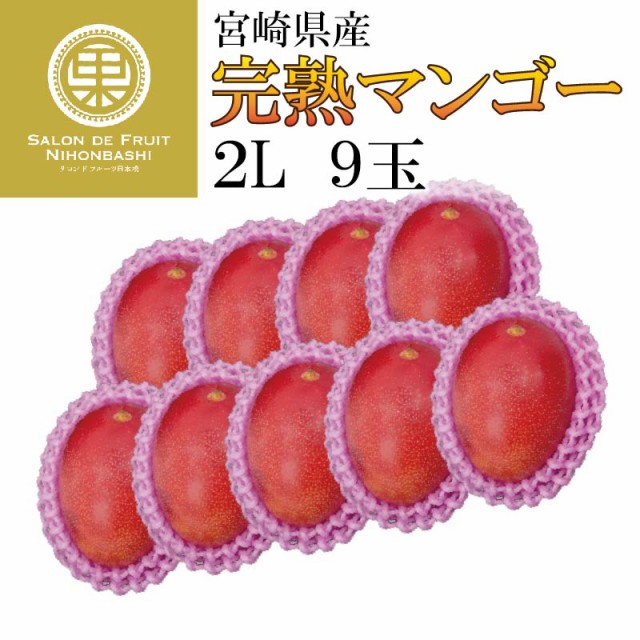 43【宮崎県産】マンゴー (完熟マンゴー) 3L or 4Lサイズ 9玉入 - 果物
