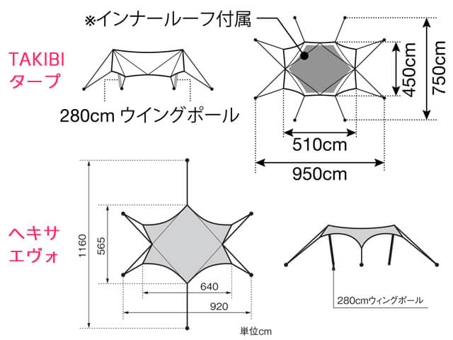 独特な スノーピーク snow peak TAKIBIタープ オクタ インナールーフ