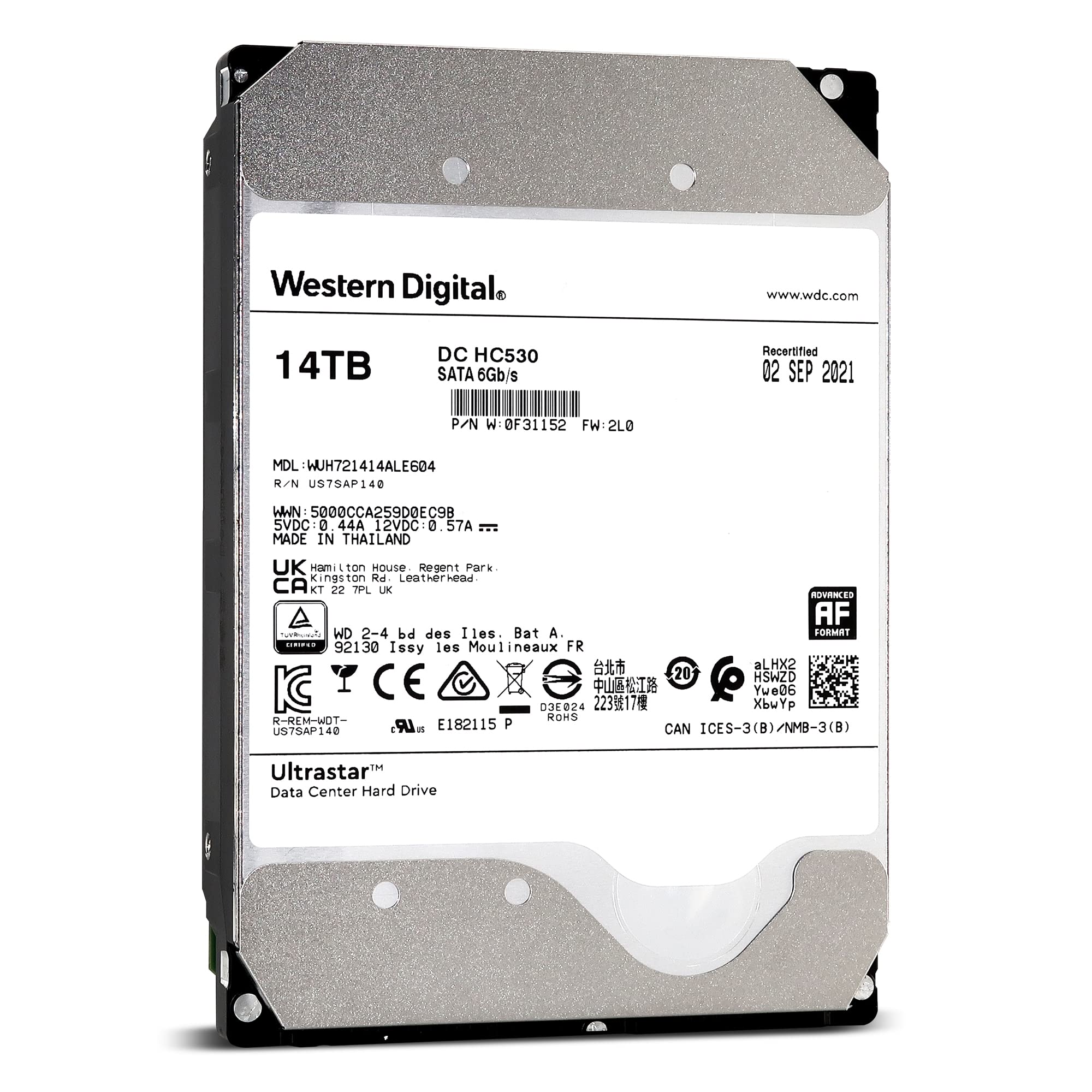 Western Digital HDD 16TB WD Ultrastar DC HC550 データセンター 3.5インチ 内蔵HDD WUH7218