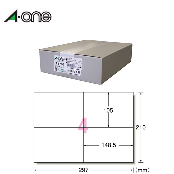 エーワン ラベルシール コピーラベル A4 4面 500シート 28766-