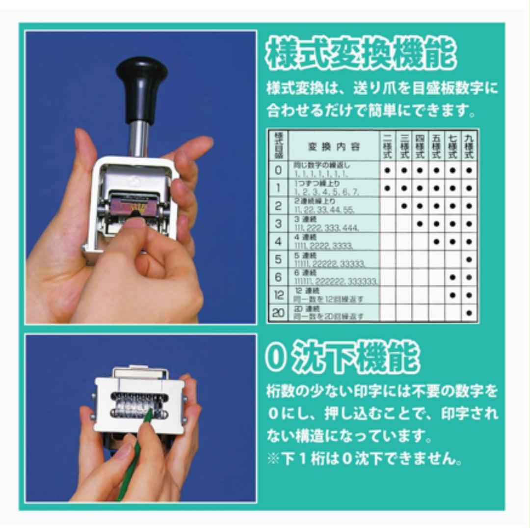 濃いピンク系統 ライオン事務器 ナンバリング C型7桁7様式 E字体 C-77