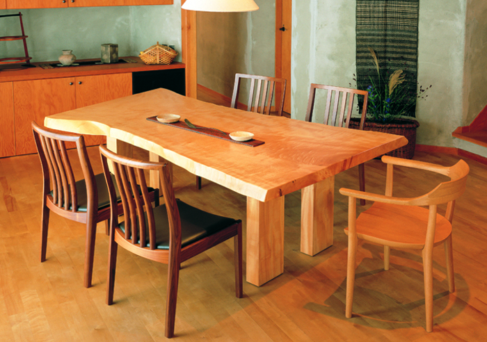 木製テーブル（高椅子用）4本脚 新畳ずり脚 朱姫子 幕板無 1700238